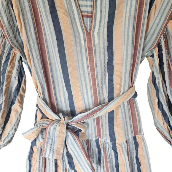 Ulla Johnson 100% Cotton Selvi Midi Dress Multi Striped Oversized Belted Size 0 - Picture 10 of 10